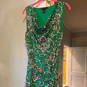 INC polyester green dress, sleeve less, very light & silky